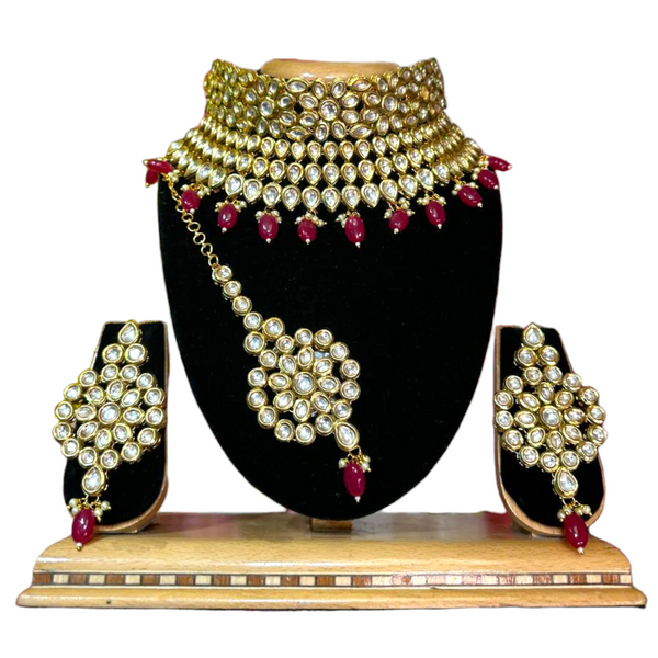 Bridal Kundan Choker Necklace, Earrings & Mang Tikka Set #KB5