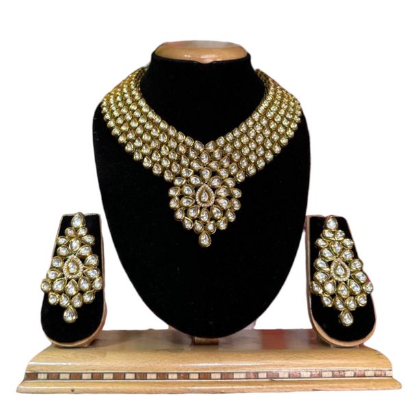 Bridal Kundan Necklace, Earrings Set With Back Meenakari #KB7