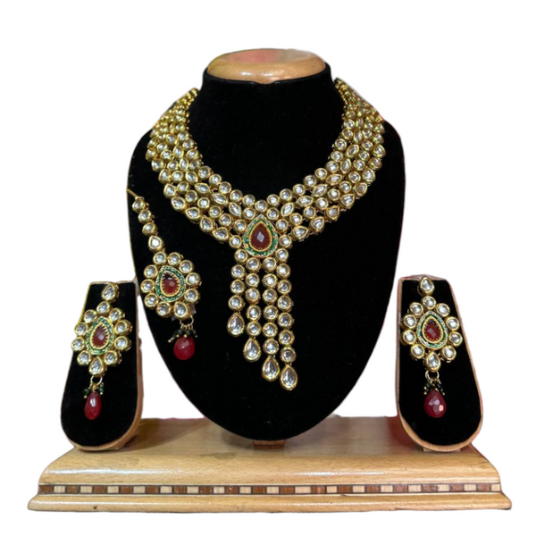 Bridal Kundan Necklace, Earrings & Mang Tikka Set #KB8