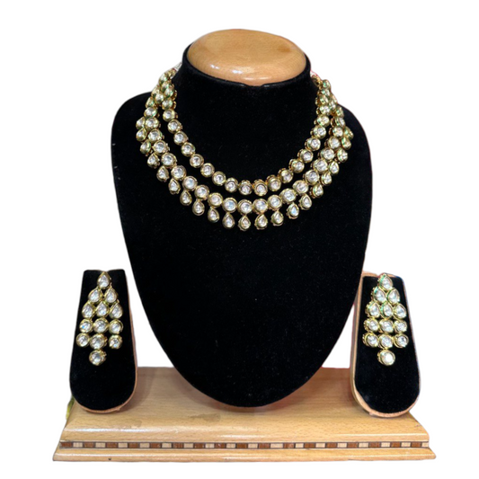 Kundan Layer Necklace & Earrings With Back Meenakari #KS21