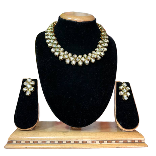 Kundan Necklace & Earrings Set With Meenakari #KS25