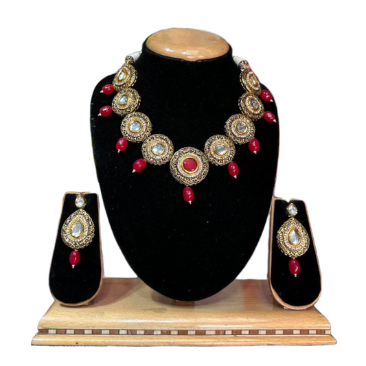 Kundan Necklace & Earrings Set With Meenakari  #KS30