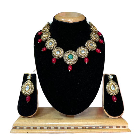 Kundan Necklace & Earrings Set With Meenakari  #KS30