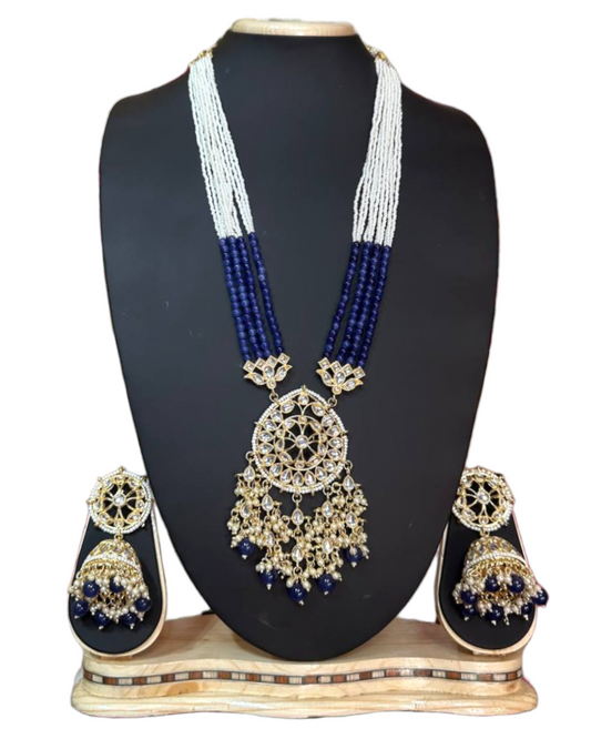 Gold Plated Kundan Mala Necklace & Jhumka Earring Set H1