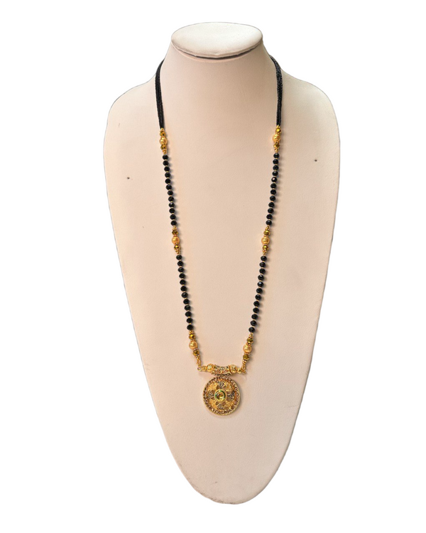 Gold Plated  Mangalsutra Black Beaded Mala Chain Necklace M8