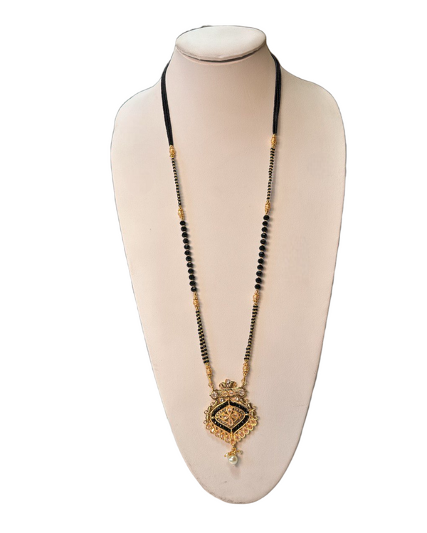 Gold Plated  Mangalsutra Black Beaded Mala Chain Necklace M10