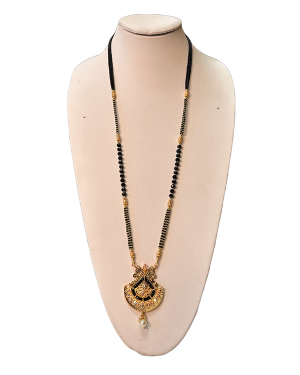 Gold Plated  Mangalsutra Black Beaded Mala Chain Necklace M11