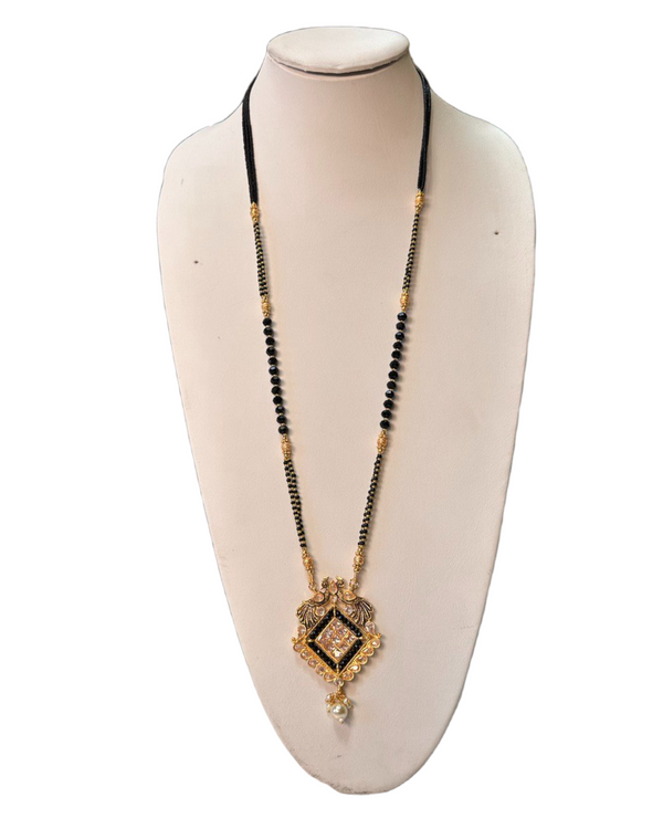 Gold Plated  Mangalsutra Black Beaded Mala Chain Necklace M12