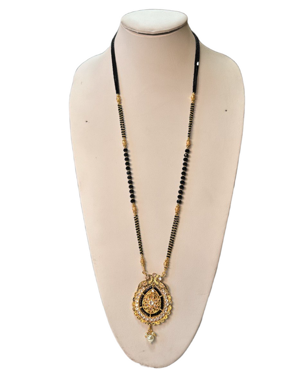 Gold Plated  Mangalsutra Black Beaded Mala Chain Necklace M13