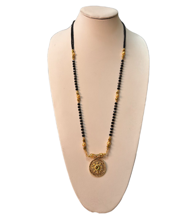 Gold Plated  Mangalsutra Black Beaded Mala Chain Necklace M9