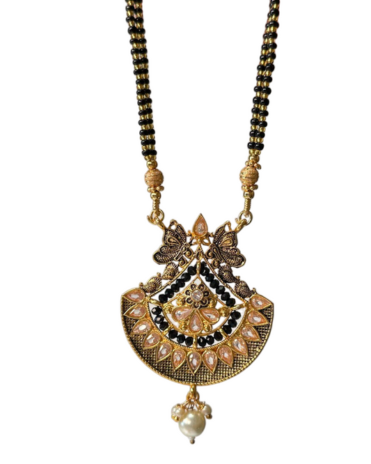 Gold Plated  Mangalsutra Black Beaded Mala Chain Necklace M11