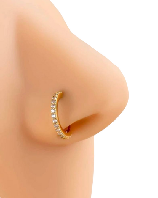 Gold Finish Cubic Zirconia Nose Ring Body Piercing Jewelry N24