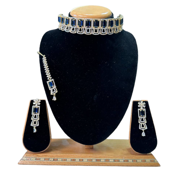 Choker Necklace Set With Uncut American Diamond CZ Stones ADC26