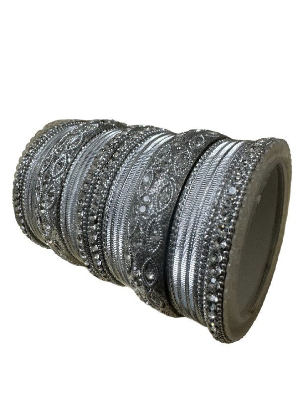 Silver Handmade Traditional Style Bangle With kada Set #1176SLV
