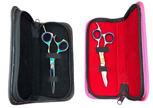 Hair Cutting Shears Scissor Holder Synthetic Faux Leather Zipper Case