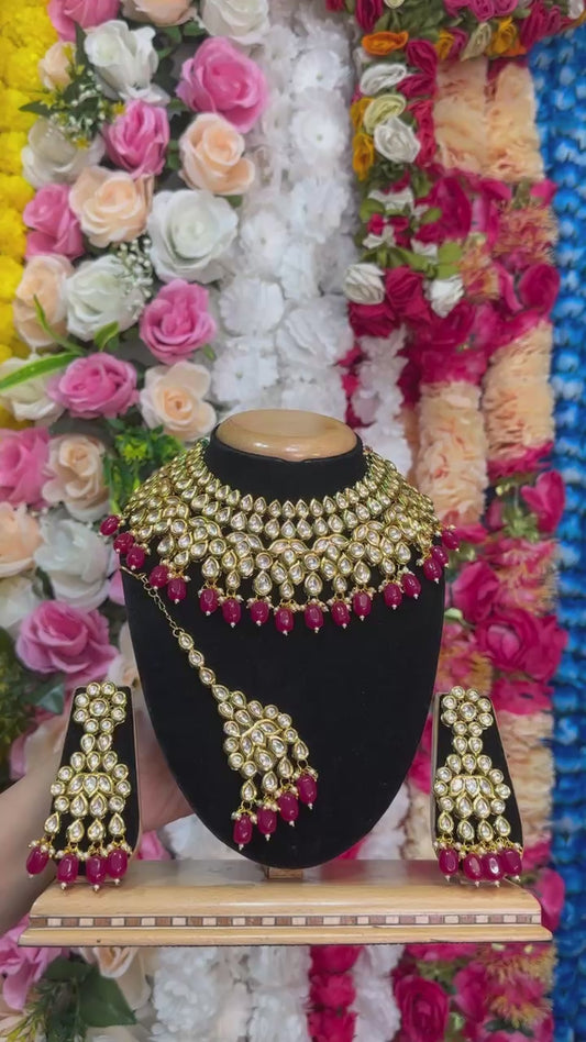 Bridal Kundan Necklace, Earrings & Mang Tikka Set #KB6