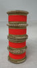 1186- Orange Velvet Bangle Set for Both Hands – Antique Gold Bridal
