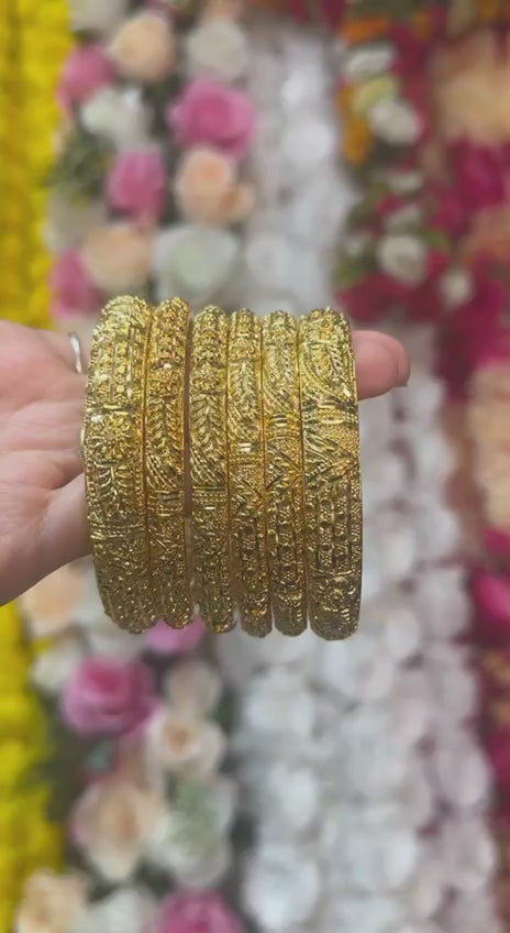 24k 1 Gram Gold Plated Hand Crafted 6pc Bangles Set GB32