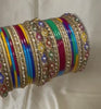 Indian Multi Color Metal Bangle Set Churiyan Bridal Chudiyan #1229