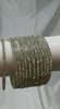 GlitB - Silver Glitter Glass Bangle Set with Champagne Gold Stone Work