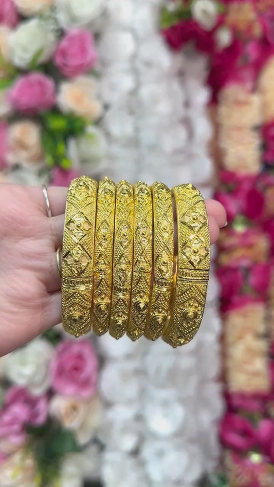 24k 1 Gram Gold Plated Hand Crafted 6pc Bangles Set GB21