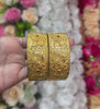 24k 1 Gram Gold Plated Hand Crafted 2pc Openable Broad Kada Bracelet Set GK27