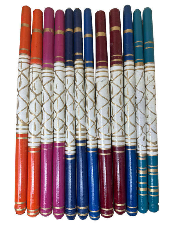 6 Sticks ( 3 Pairs) Sankheda Colorful Wooden Dandiya Sticks Navratri Ras Garba Dance