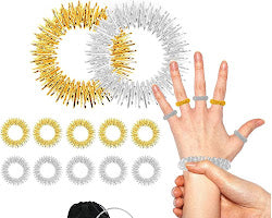 Assorted Gold & Silver Acupressure Massage Finger Rings | Stress Relief and Pain Relief Jewelry