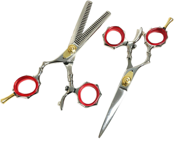6" Left Hand Hair Cutting + Thinning (Double Stranded) Shears Scissor Set | Model V1LHJ2BPAIR