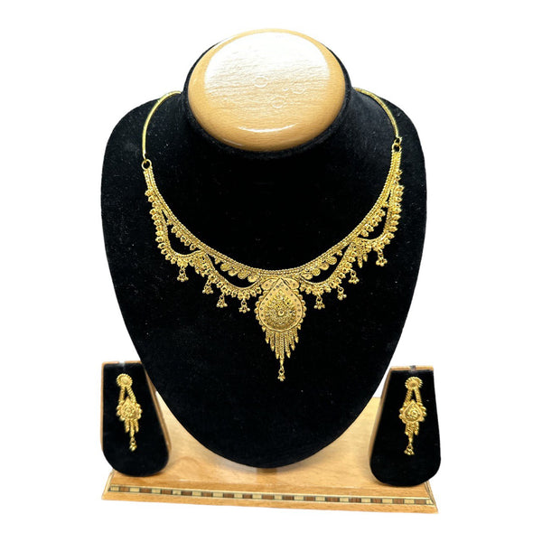 24k 1 Gram Gold Plated Necklace And Earrings Set Indian Jewelry - Y1gold