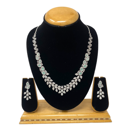 AD/CZ American Diamond Necklace & Earring Set ADS13