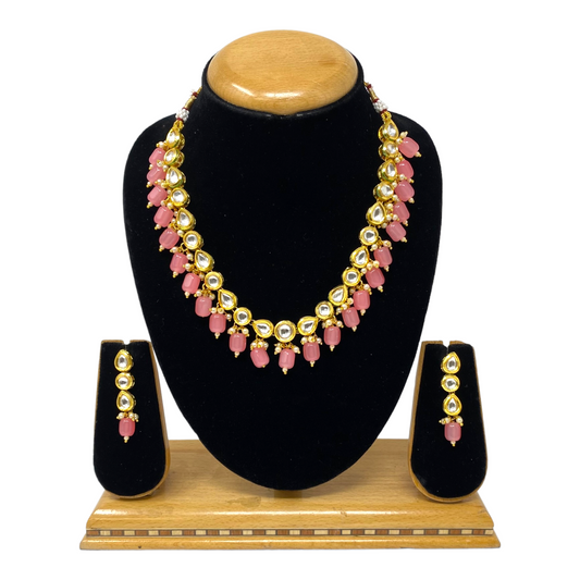 Kundan Single Line Set With Back Meenakari And Stone Drops #KS19