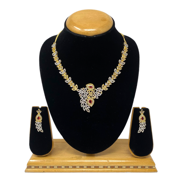 AD/CZ American Diamond Necklace & Earring Set ADS7