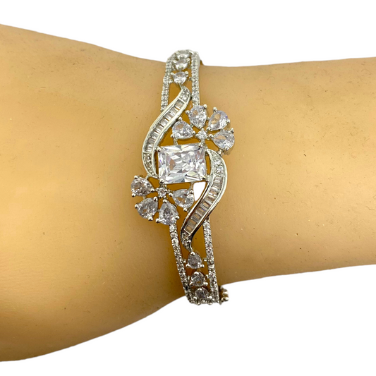 AD Openable Bracelets With American Diamond CZ & Baguette Stones #ADBR32