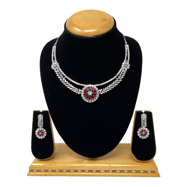 AD/CZ American Diamond Necklace & Earring Set ADS28