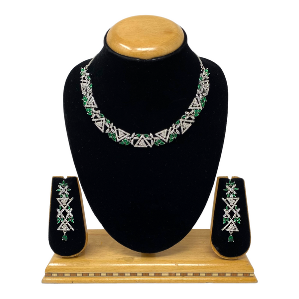 AD/CZ American Diamond Necklace & Earring Set ADS27
