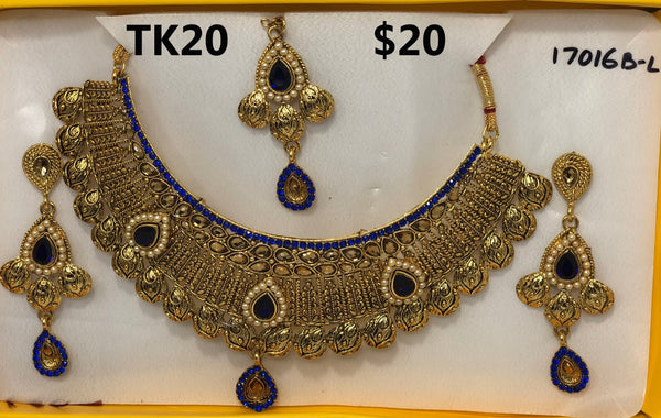 Indian Choker Necklace Earrings And Mang Tikka Set Model TK20 - Zenia Creations