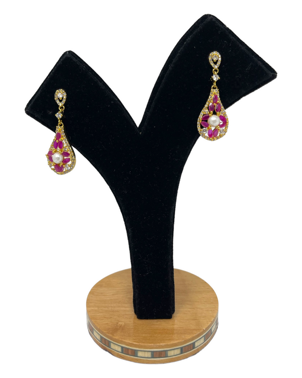 AD Gold Plated Earrings With American Diamond CZ Stones #ER29