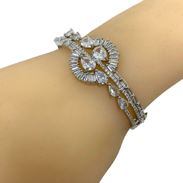 AD Openable Bracelets with American Diamond CZ And Baguette Stones #ADBR4