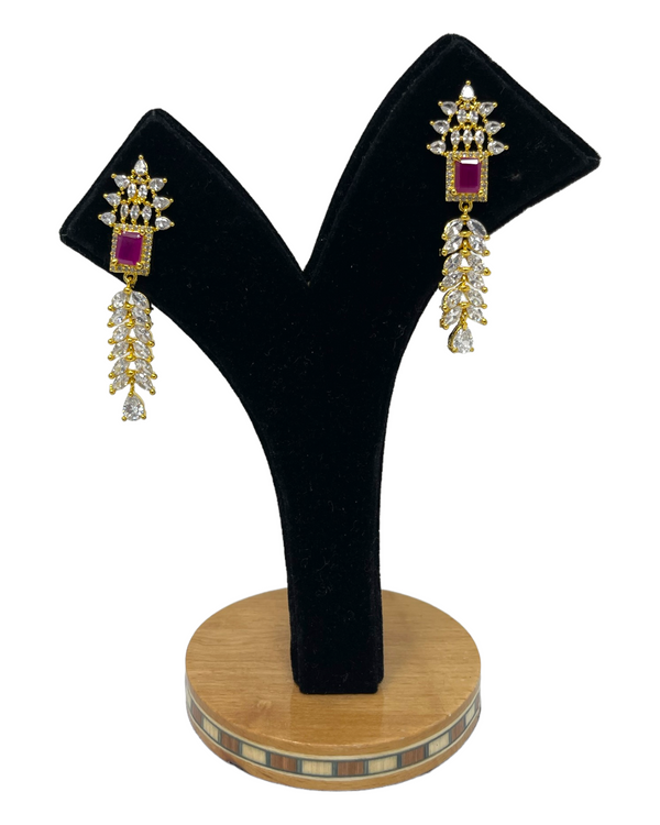 AD Gold Plated Earrings With American Diamond CZ Stones ER22