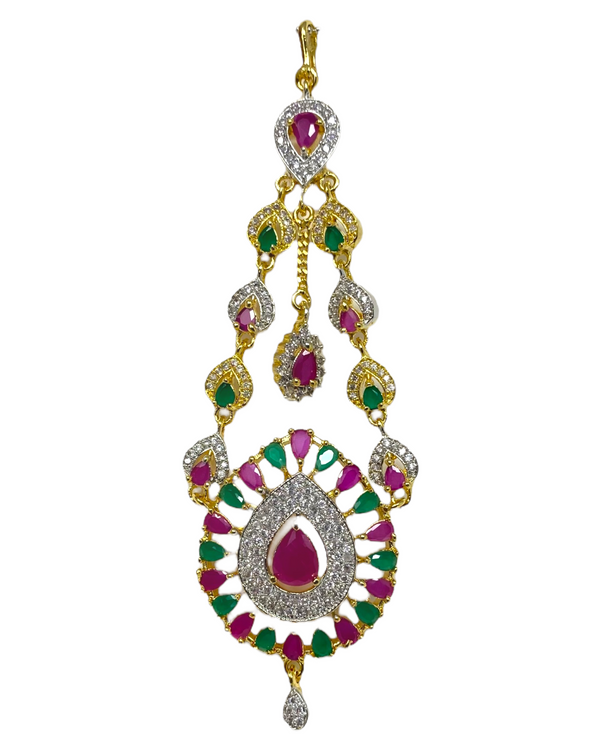 AD Gold Plated Mang Tikka with American Diamond Stones #MT1