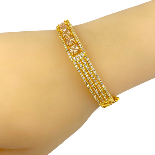 AD Openable Gold Plated Bracelets with American Diamond CZ Stones #ADBR5