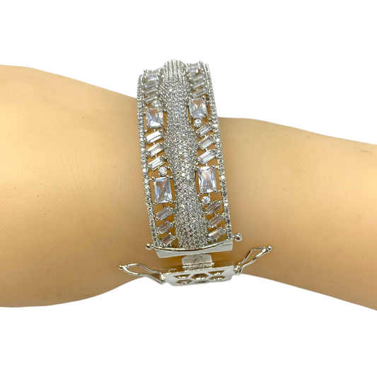 AD Openable Bracelets with American Diamond CZ & Baguette Stones #ADBR11