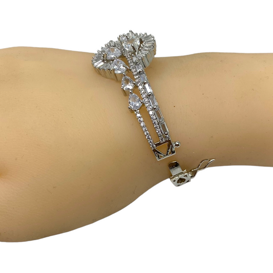 AD Openable Bracelets with American Diamond CZ And Baguette Stones #ADBR4