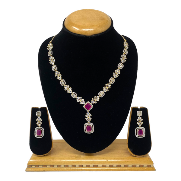 AD/CZ American Diamond Necklace & Earrings Set ADS8