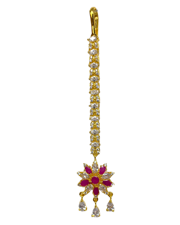 AD Gold Plated Mang Tikka with American Diamond Stones #MT3