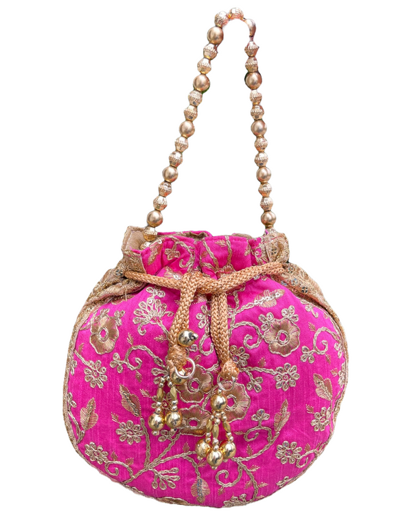 Cotton Hand Potli Bag Purse With Embroidery Handwork #HB20