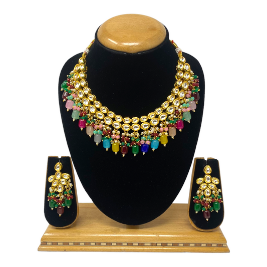 Kundan Set With Back Meenakari & Stone Drops #KS13