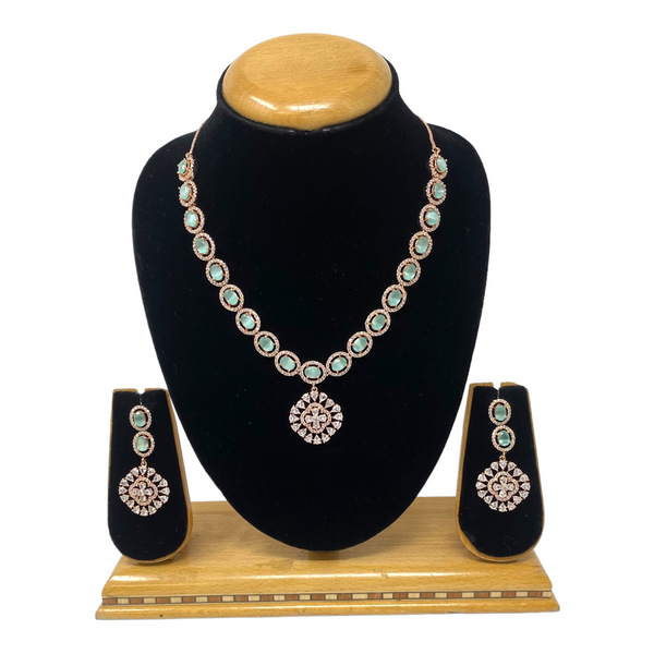 AD/CZ American Diamond Necklace & Earring Set  ADS18