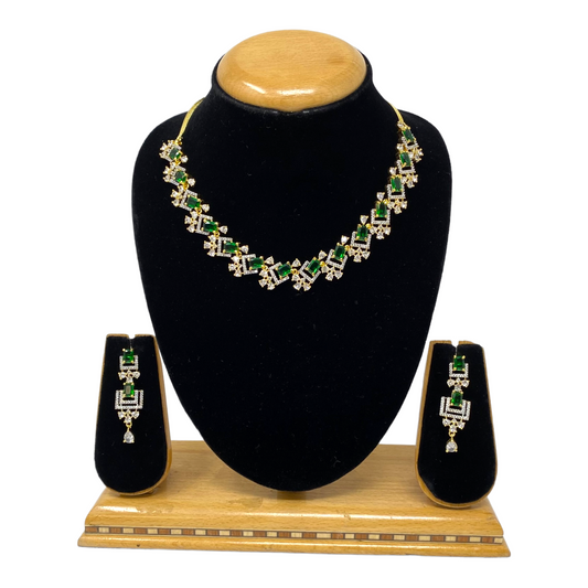 AD/CZ American Diamond Necklace & Earring Set ADS6